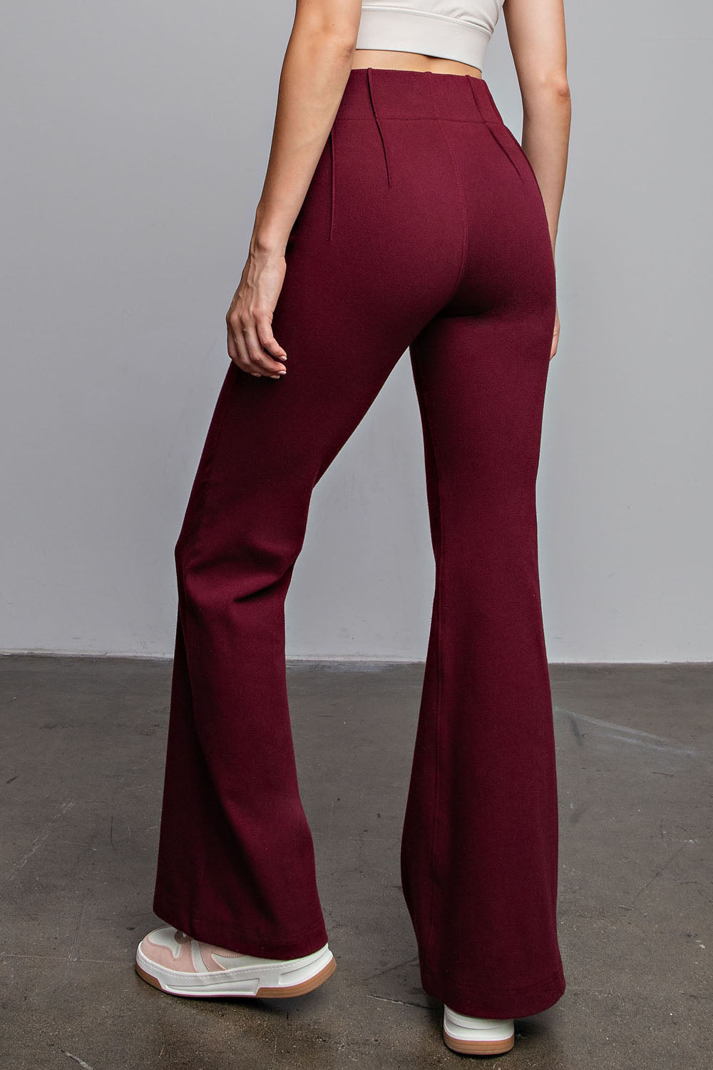 Flared stretch-cotton twill pants