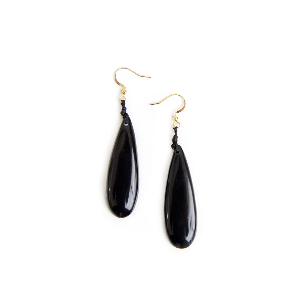 Raquel Earrings: Onyx-Organic Tagua Jewelry-Three Birdies Boutique, Women's Fashion Boutique Located in Kearney, MO