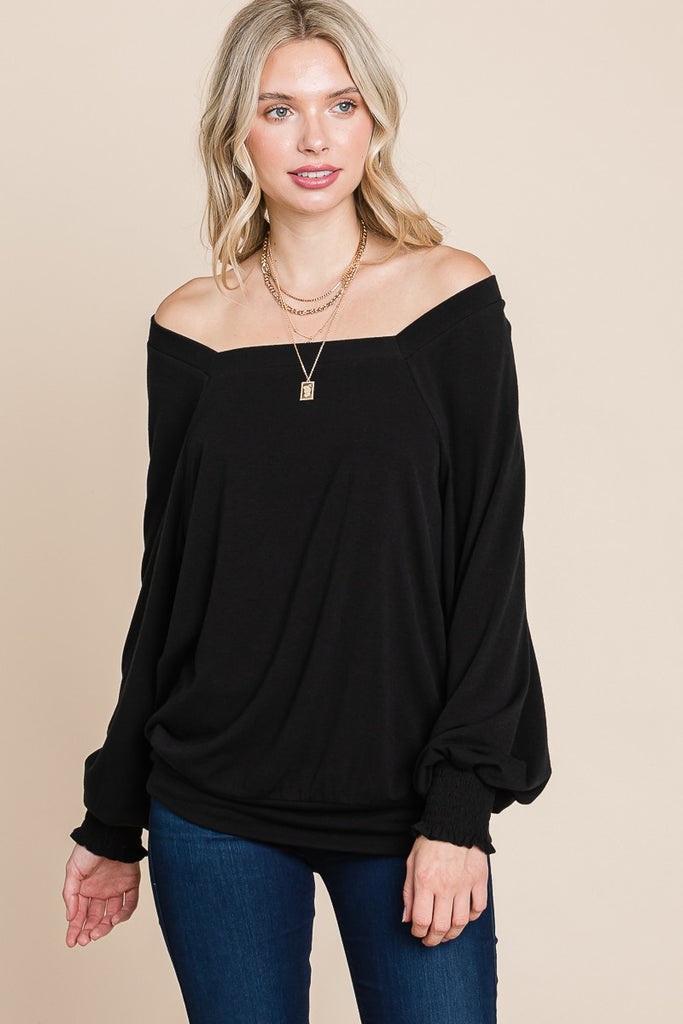 Square Neck Casual Top-Shirts & Tops-Emerald Collection-Three Birdies Boutique, Women's Fashion Boutique Located in Kearney, MO