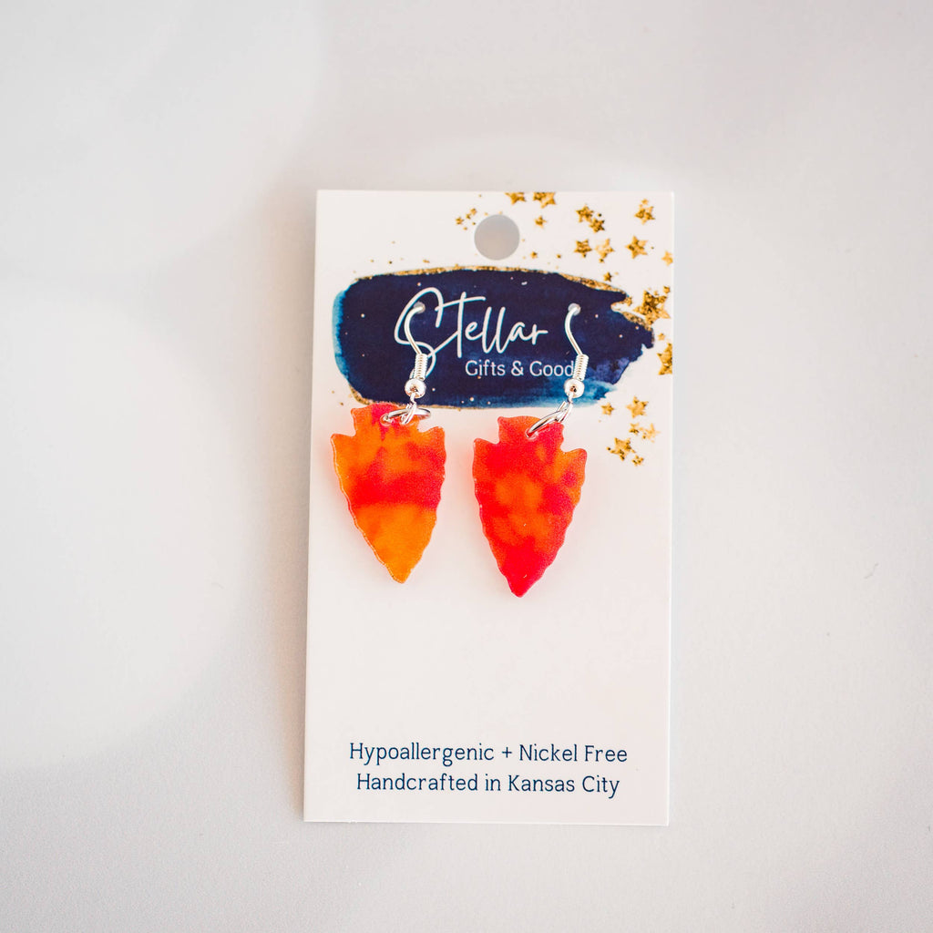 KC Petite Tie Dye Arrowhead Dangles-Stellar Gifts & Goods Wholesale-Three Birdies Boutique, Women's Fashion Boutique Located in Kearney, MO