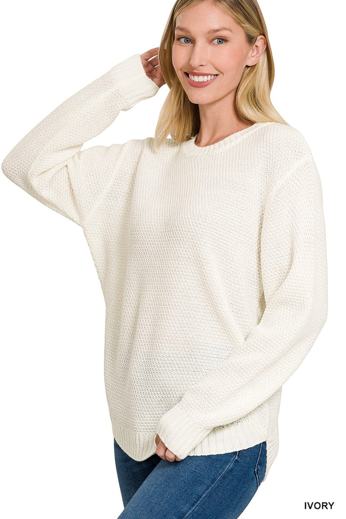 Round Neck Sweater-4 Colors-Sweater-Zenana-Three Birdies Boutique, Women's Fashion Boutique Located in Kearney, MO