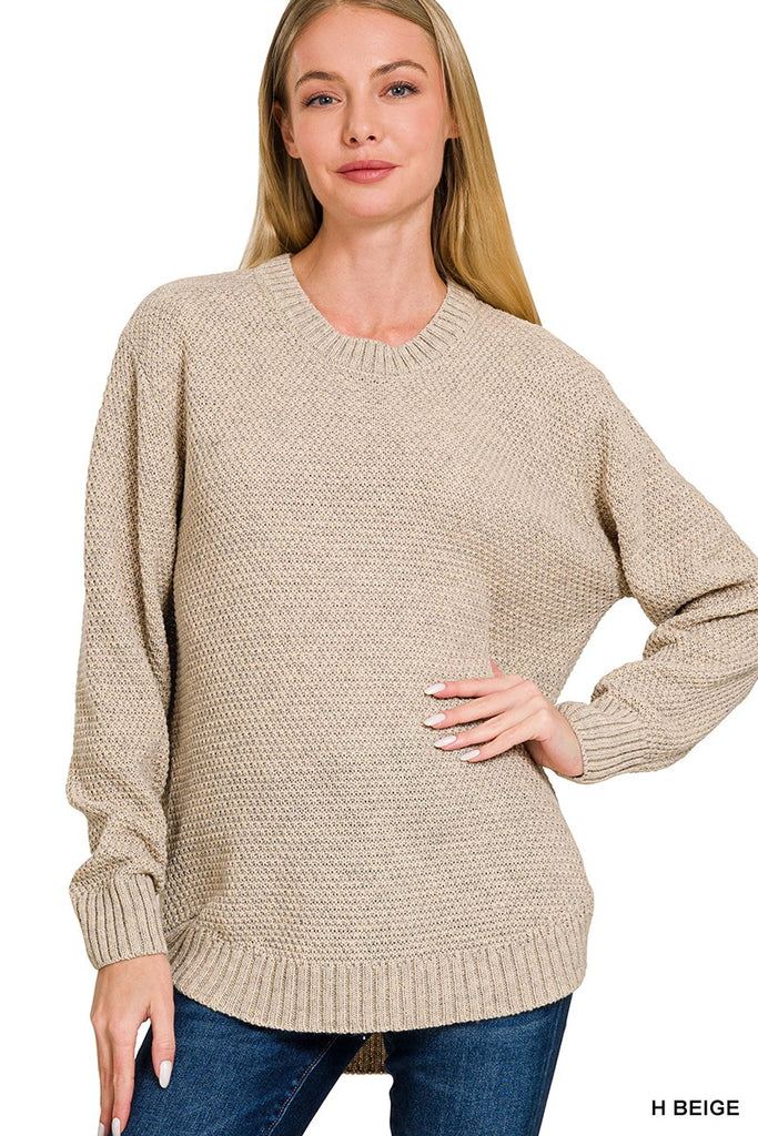 Round Neck Sweater-4 Colors-Sweater-Zenana-Three Birdies Boutique, Women's Fashion Boutique Located in Kearney, MO