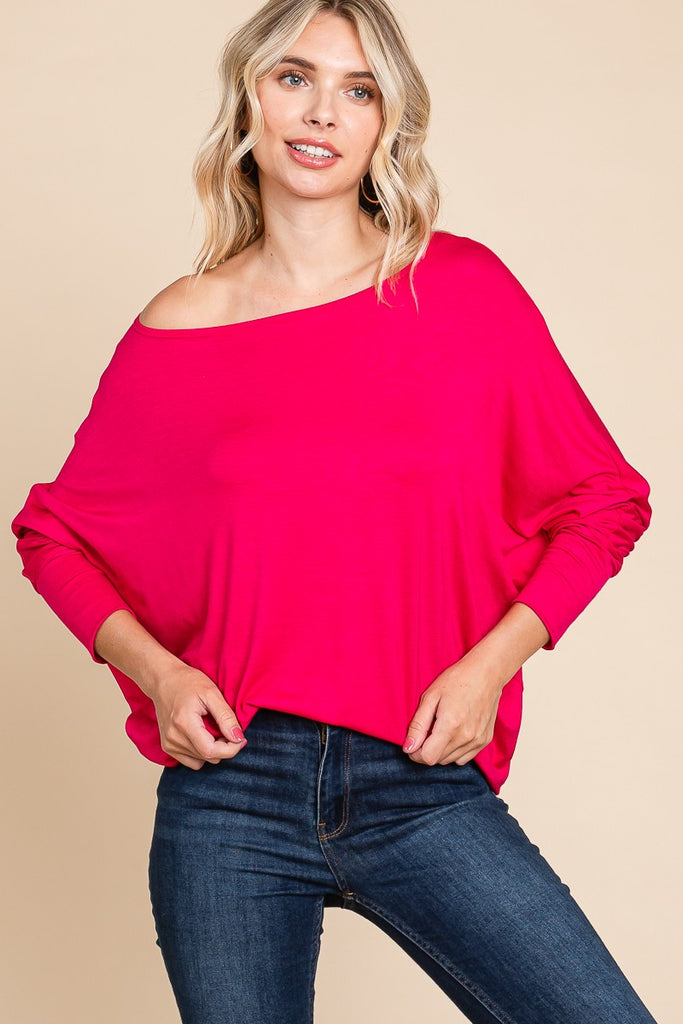 Solid Boat Neck Casual Top-Shirts & Tops-Emerald Collection-Three Birdies Boutique, Women's Fashion Boutique Located in Kearney, MO