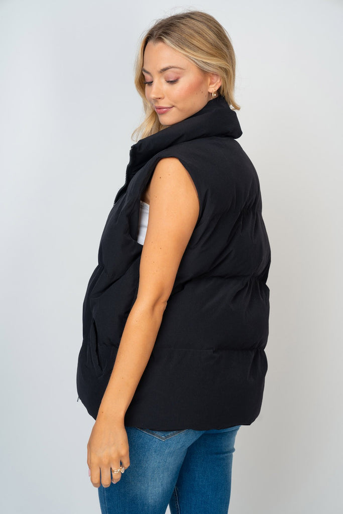 Black Puffer Vest-Outerwear-White Birch-Three Birdies Boutique, Women's Fashion Boutique Located in Kearney, MO