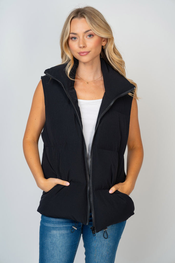 Black Puffer Vest-Outerwear-White Birch-Three Birdies Boutique, Women's Fashion Boutique Located in Kearney, MO