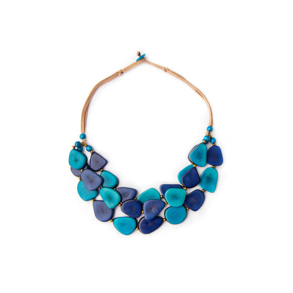 Alma Necklace: Royal Blue/Turquoise-Organic Tagua Jewelry-Three Birdies Boutique, Women's Fashion Boutique Located in Kearney, MO
