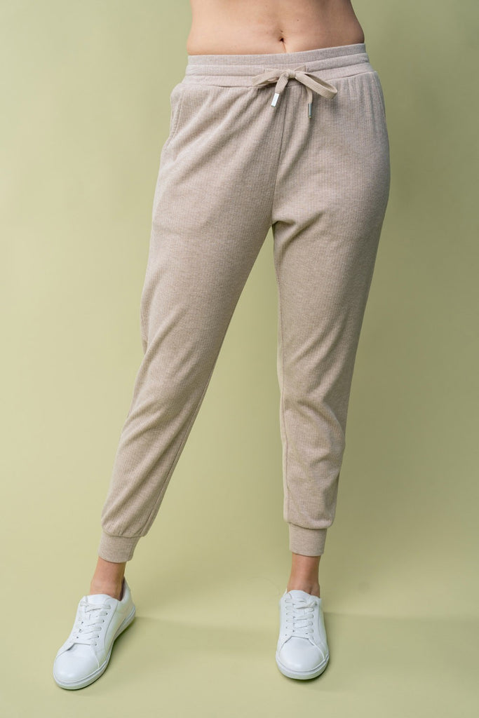 Beige Lightweight Joggers-Pants-White Birch-Three Birdies Boutique, Women's Fashion Boutique Located in Kearney, MO