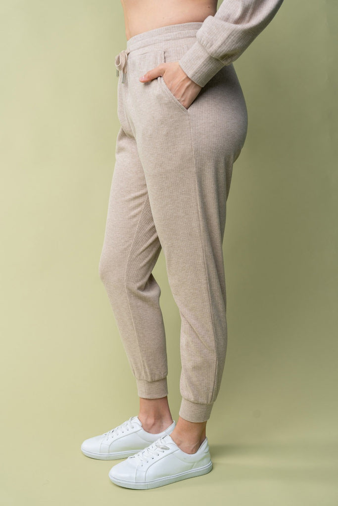 Beige Lightweight Joggers-Pants-White Birch-Three Birdies Boutique, Women's Fashion Boutique Located in Kearney, MO