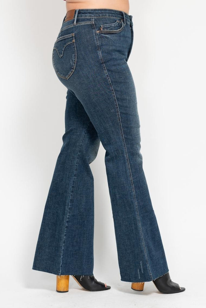 Judy Blue Shield Back Pocket Flare-Denim-Judy Blue-Three Birdies Boutique, Women's Fashion Boutique Located in Kearney, MO