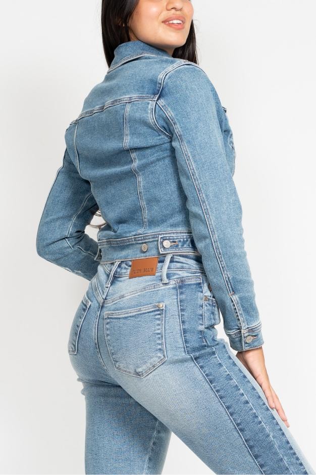 Judy Blue Classic Vintage Wash Denim Jacket-Denim Jacket-Judy Blue-Three Birdies Boutique, Women's Fashion Boutique Located in Kearney, MO