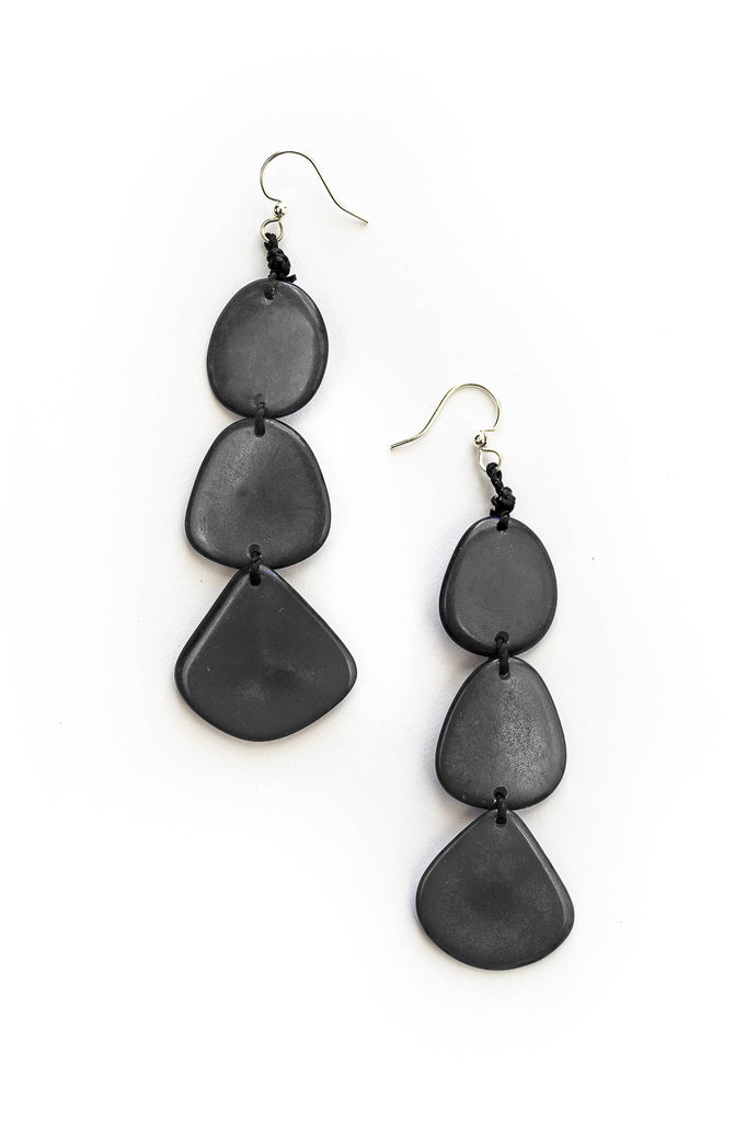 Bali Earrings: Ivory/Chestnut/Onyx Black-Organic Tagua Jewelry-Three Birdies Boutique, Women's Fashion Boutique Located in Kearney, MO