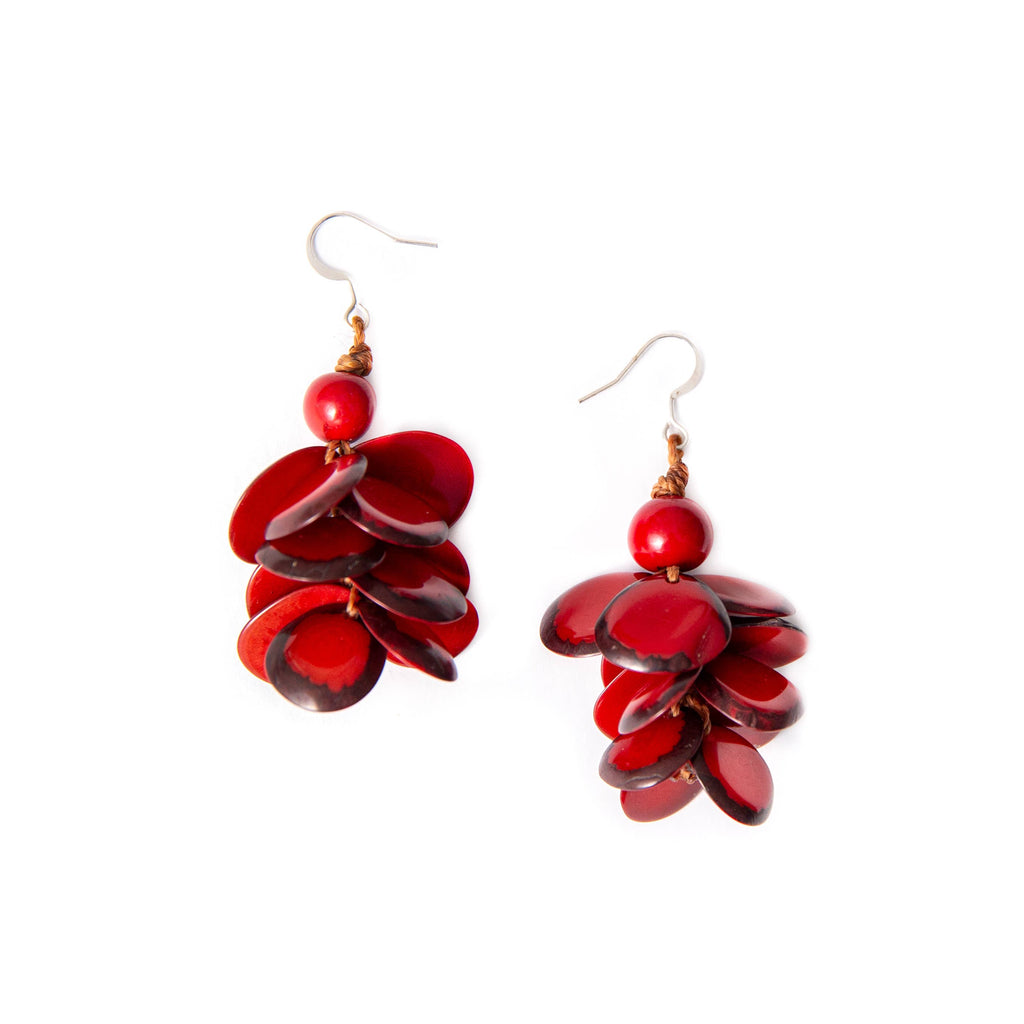 Marie Earrings: Burgundy Combo-Organic Tagua Jewelry-Three Birdies Boutique, Women's Fashion Boutique Located in Kearney, MO