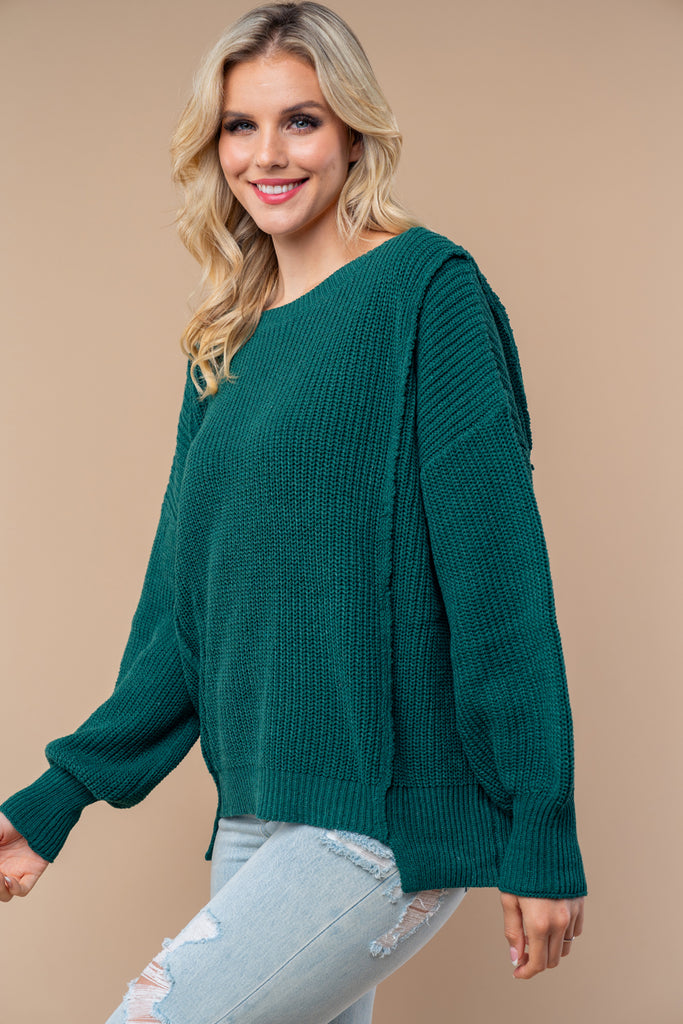 Hunter Green Sweater-Shirts & Tops-White Birch-Three Birdies Boutique, Women's Fashion Boutique Located in Kearney, MO