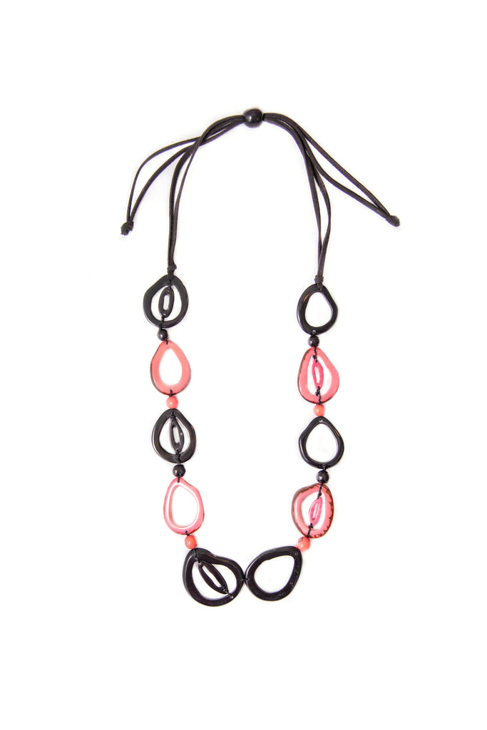 Emily Necklace: Onyx Black/Pink-Organic Tagua Jewelry-Three Birdies Boutique, Women's Fashion Boutique Located in Kearney, MO