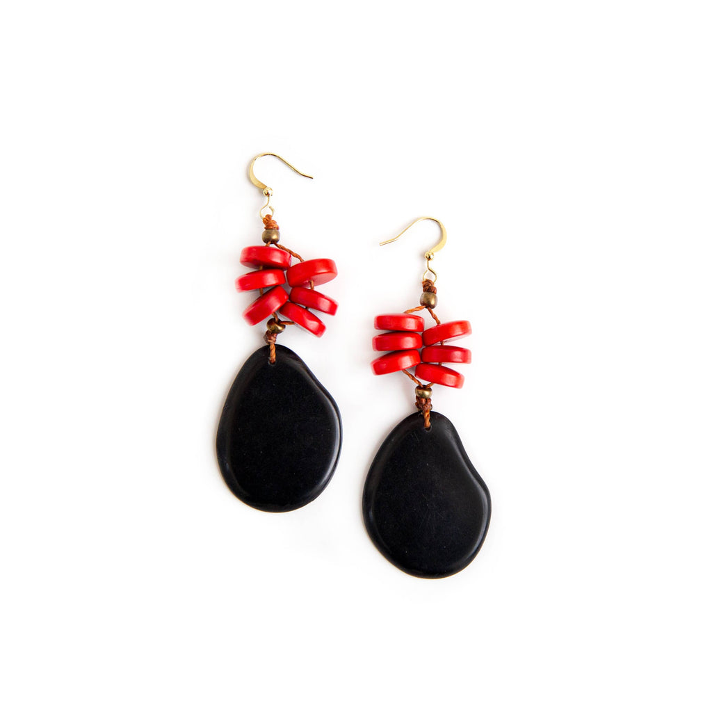 Ketty Earrings: Onyx/Ivory-Organic Tagua Jewelry-Three Birdies Boutique, Women's Fashion Boutique Located in Kearney, MO