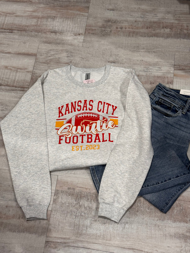 Swiftie Football Crewneck-Graphic Tees-Tres Birdos Graphic Tees-Three Birdies Boutique, Women's Fashion Boutique Located in Kearney, MO