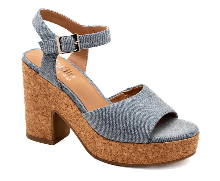 Cheers Wedges in Denim-Hey Girl by Corky's-Three Birdies Boutique, Women's Fashion Boutique Located in Kearney, MO