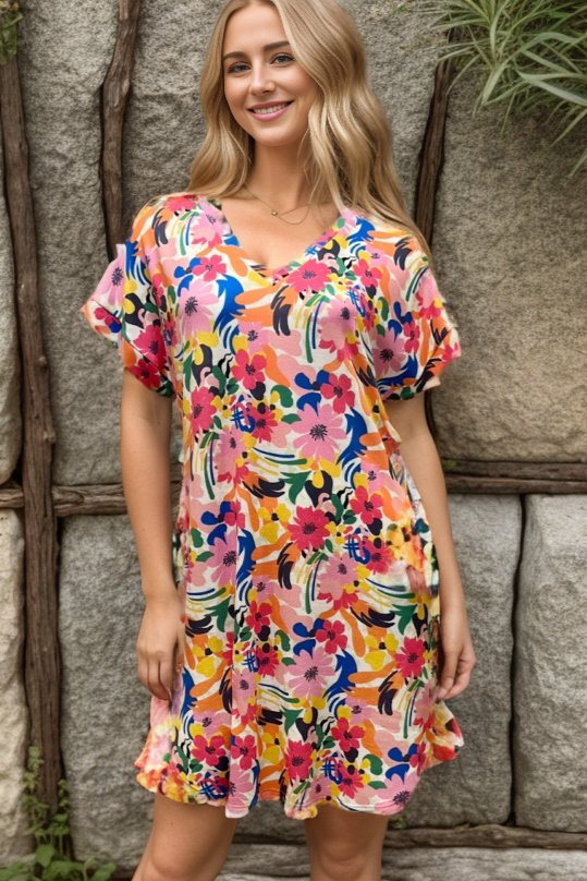 Floral Mini Dress-Dresses-Heimish-Three Birdies Boutique, Women's Fashion Boutique Located in Kearney, MO