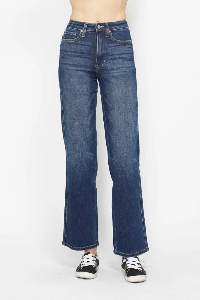 Judy Blue HW Tummy Control Classic Straight Leg Jeans-Jeans-Judy Blue-Three Birdies Boutique, Women's Fashion Boutique Located in Kearney, MO