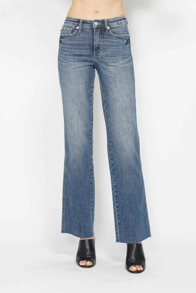 Judy Blue MR Tummy Control Vintage Straight Leg Jeans-Jeans-Judy Blue-Three Birdies Boutique, Women's Fashion Boutique Located in Kearney, MO