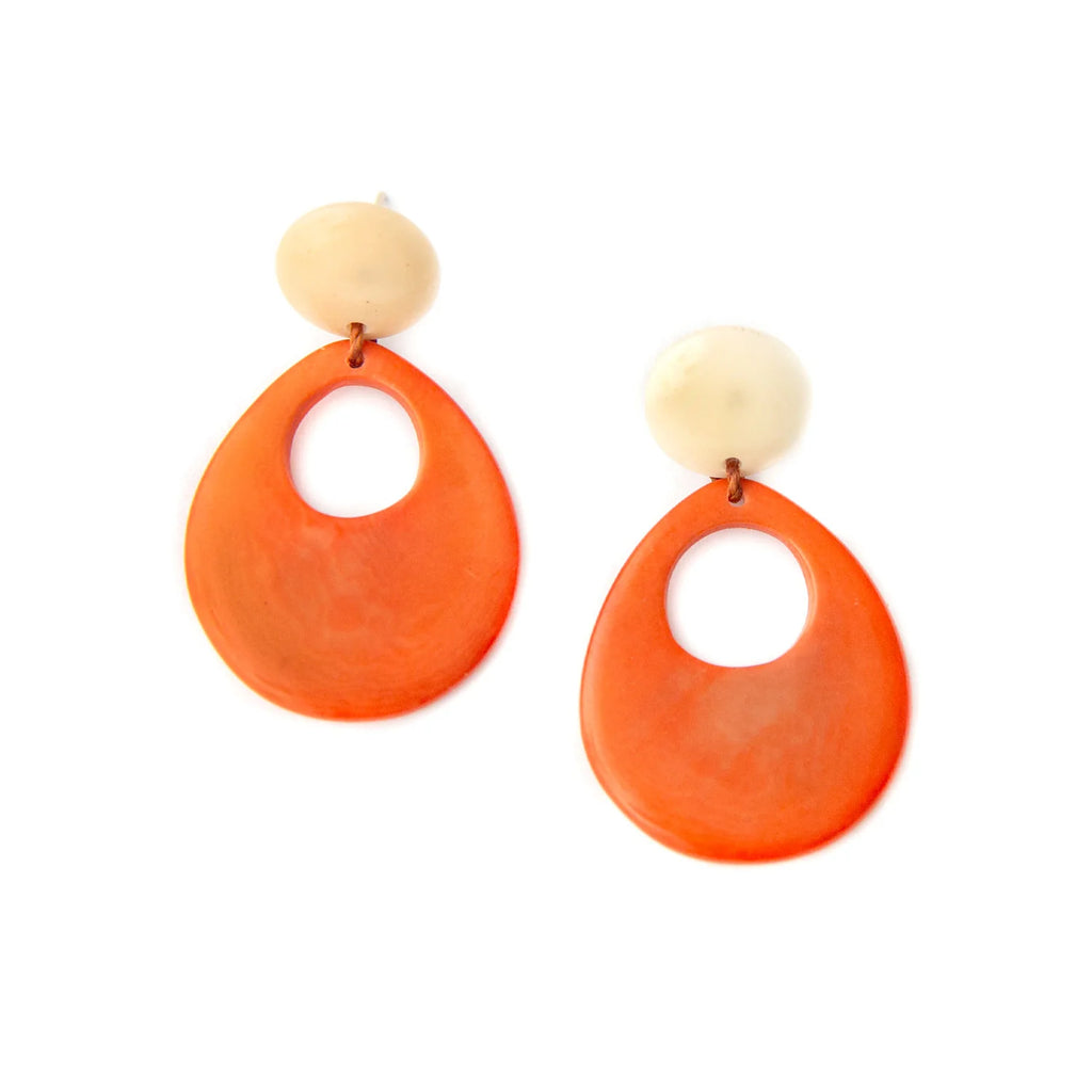 Mimi Earrings in Ivory & Poppy Coral-Earrings-Tagua-Three Birdies Boutique, Women's Fashion Boutique Located in Kearney, MO