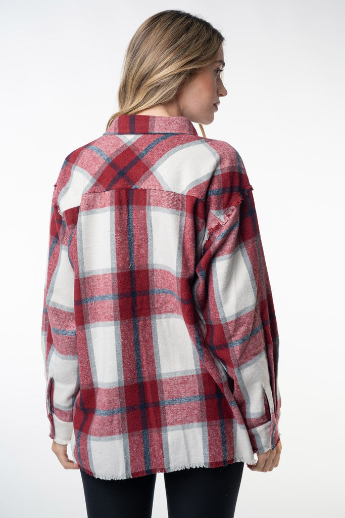 Plaid Shacket-Shirts & Tops-White Birch-Three Birdies Boutique, Women's Fashion Boutique Located in Kearney, MO