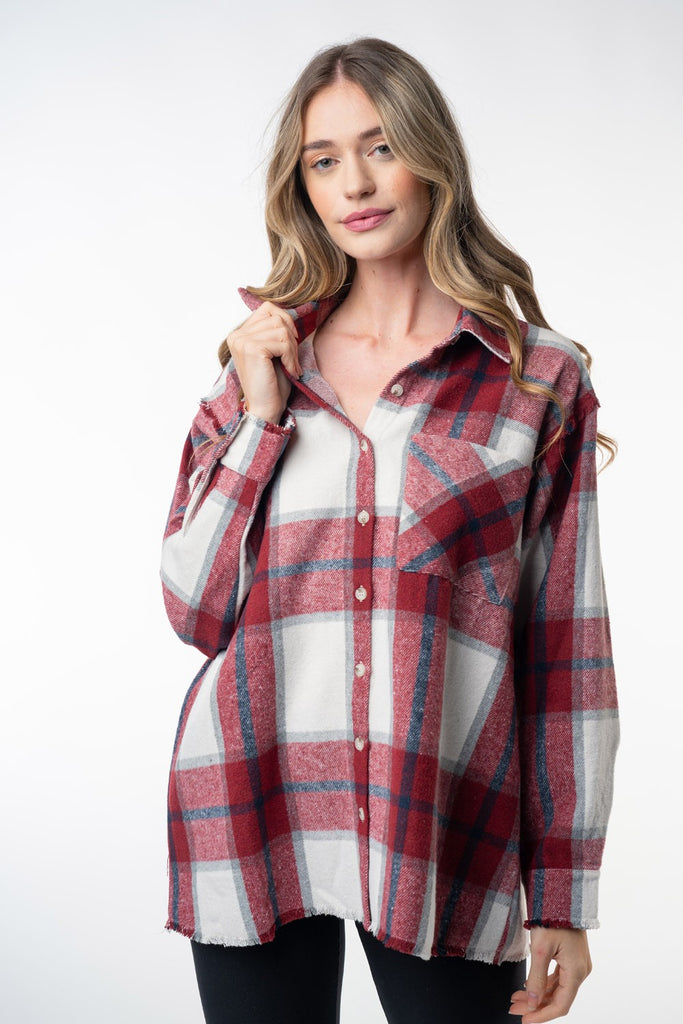 Plaid Shacket-Shirts & Tops-White Birch-Three Birdies Boutique, Women's Fashion Boutique Located in Kearney, MO