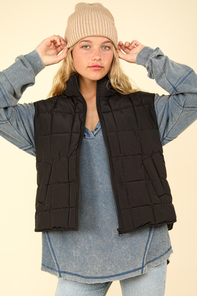 Solid Puffer Vest-Outerwear-Very J-Three Birdies Boutique, Women's Fashion Boutique Located in Kearney, MO