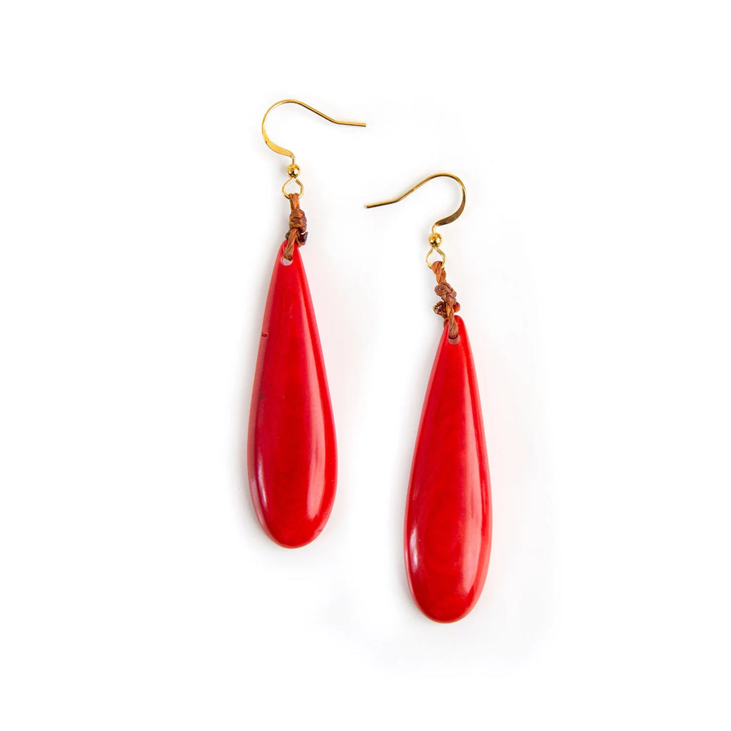 Raquel Earrings: Red-Jewelry-Organic Tagua Jewelry-Three Birdies Boutique, Women's Fashion Boutique Located in Kearney, MO