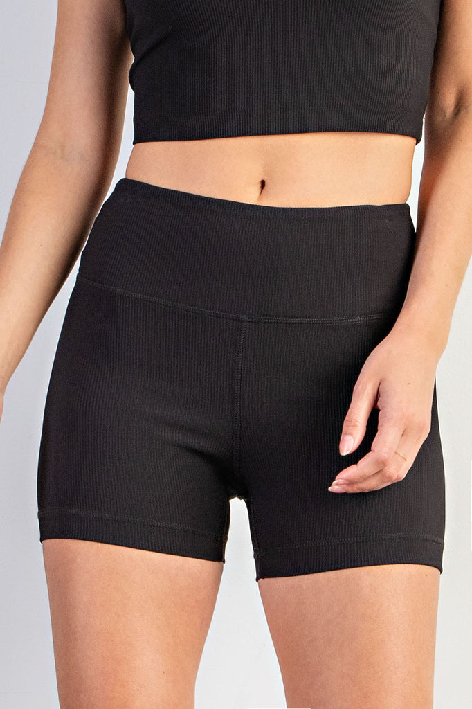 Ribbed Biker Shorts in Black-Shorts-Rae Mode-Three Birdies Boutique, Women's Fashion Boutique Located in Kearney, MO