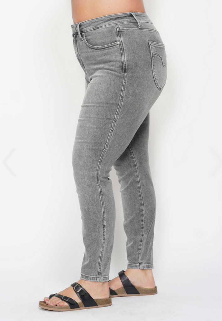 Grey Shield Pocket Skinny Jeans-Denim-Judy Blue-Three Birdies Boutique, Women's Fashion Boutique Located in Kearney, MO