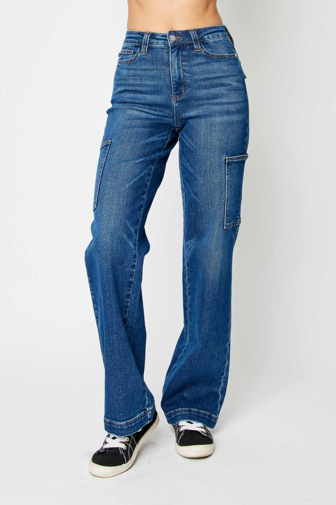 Judy Blue HW Cargo Bootcut Jeans-Denim-Judy Blue-Three Birdies Boutique, Women's Fashion Boutique Located in Kearney, MO