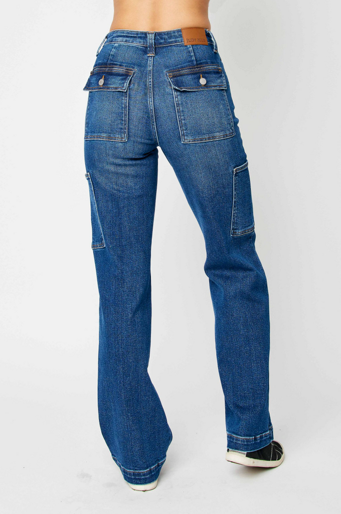 Judy Blue HW Cargo Bootcut Jeans-Denim-Judy Blue-Three Birdies Boutique, Women's Fashion Boutique Located in Kearney, MO