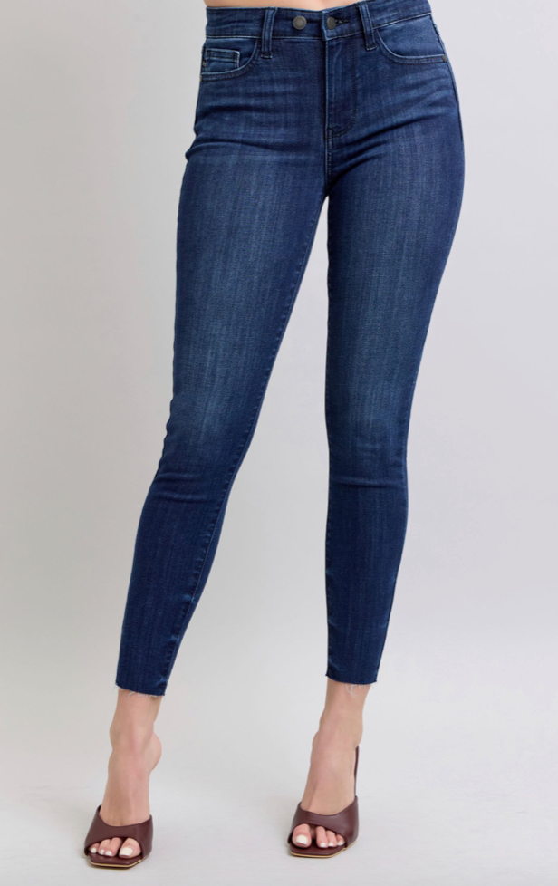 Judy Blue Dark Wash Skinny Jeans-Denim-Judy Blue-Three Birdies Boutique, Women's Fashion Boutique Located in Kearney, MO