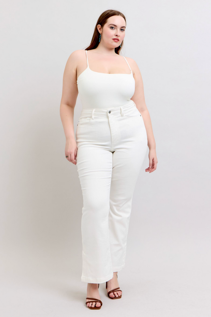 Judy Blue White Side Slit Bootcut