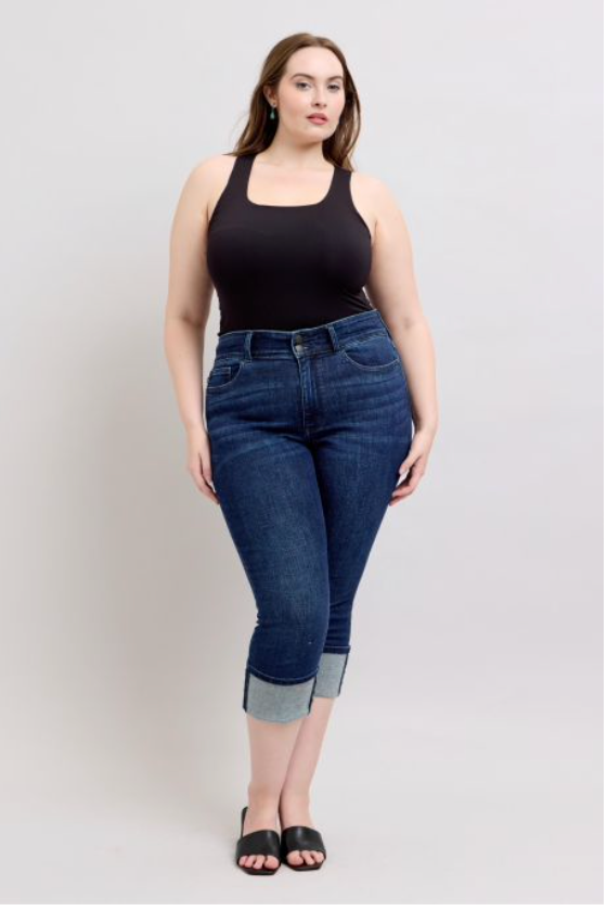 Judy Blue HW Double Waist Band Capri-Capris-Judy Blue-Three Birdies Boutique, Women's Fashion Boutique Located in Kearney, MO