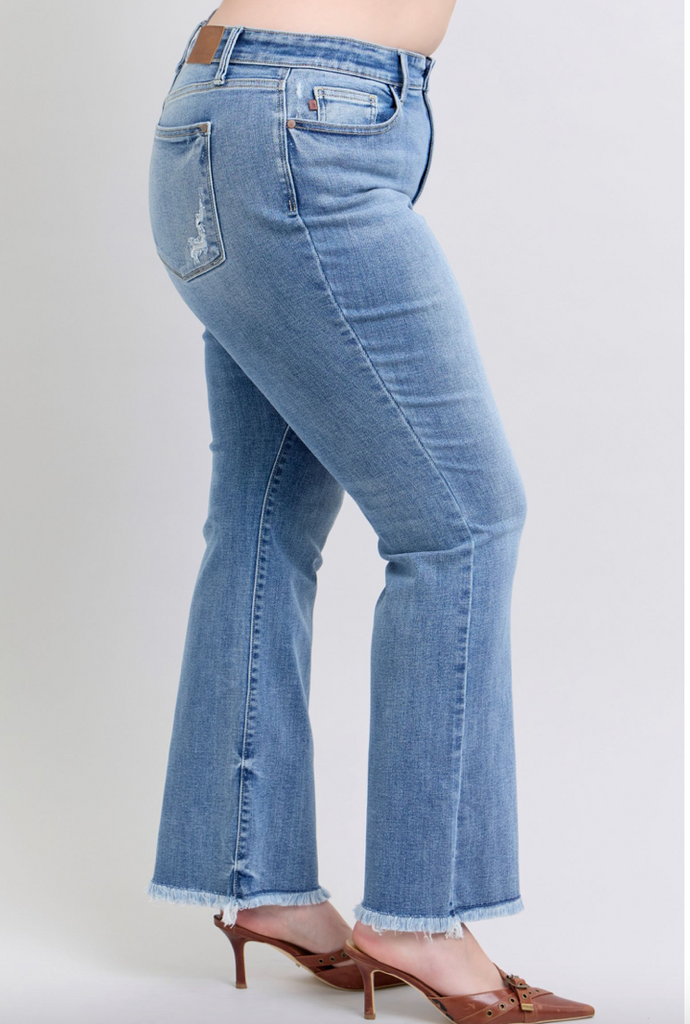 Judy Blue HW Bootcut with Fray Hem-Denim-Judy Blue-Three Birdies Boutique, Women's Fashion Boutique Located in Kearney, MO