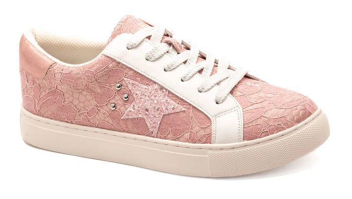 Supernova Sneaker in Pink Lace-Hey Girl by Corky's-Three Birdies Boutique, Women's Fashion Boutique Located in Kearney, MO
