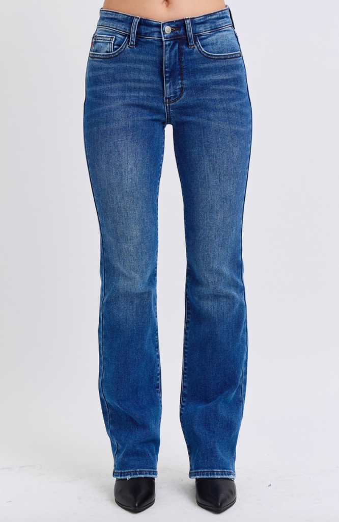 Judy Blue Thermal Bootcut Jeans-Denim-Judy Blue-Three Birdies Boutique, Women's Fashion Boutique Located in Kearney, MO