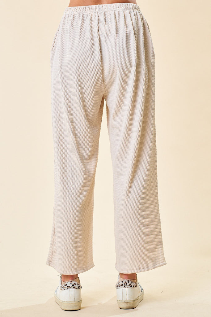 Textured Lounge Pants in Cream-Pants-Lovely Melody-Three Birdies Boutique, Women's Fashion Boutique Located in Kearney, MO