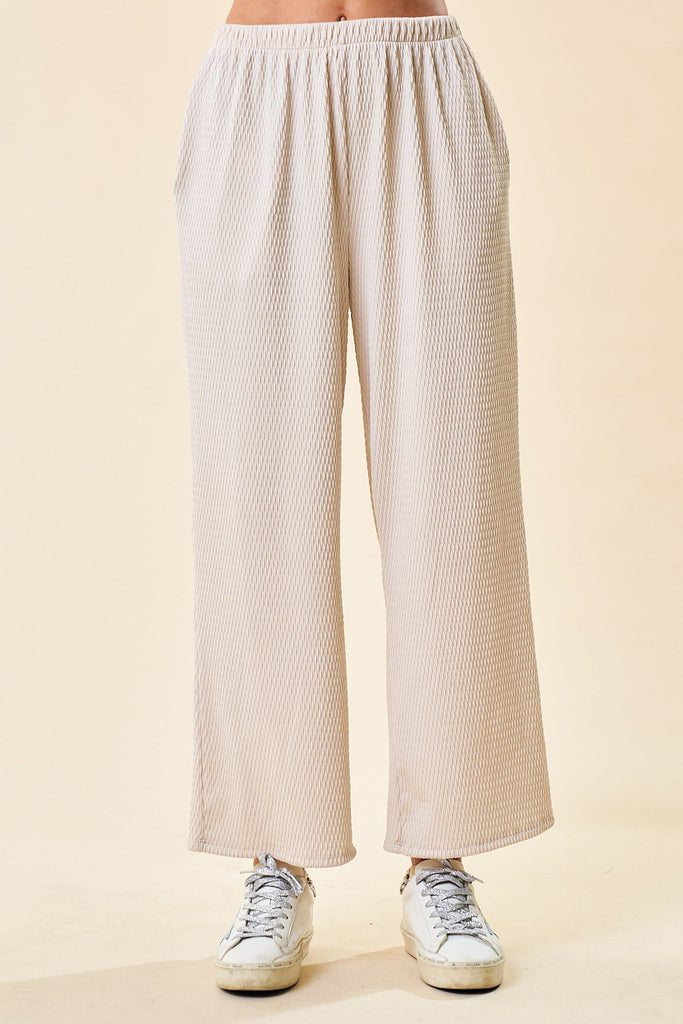 Textured Lounge Pants in Cream-Pants-Lovely Melody-Three Birdies Boutique, Women's Fashion Boutique Located in Kearney, MO