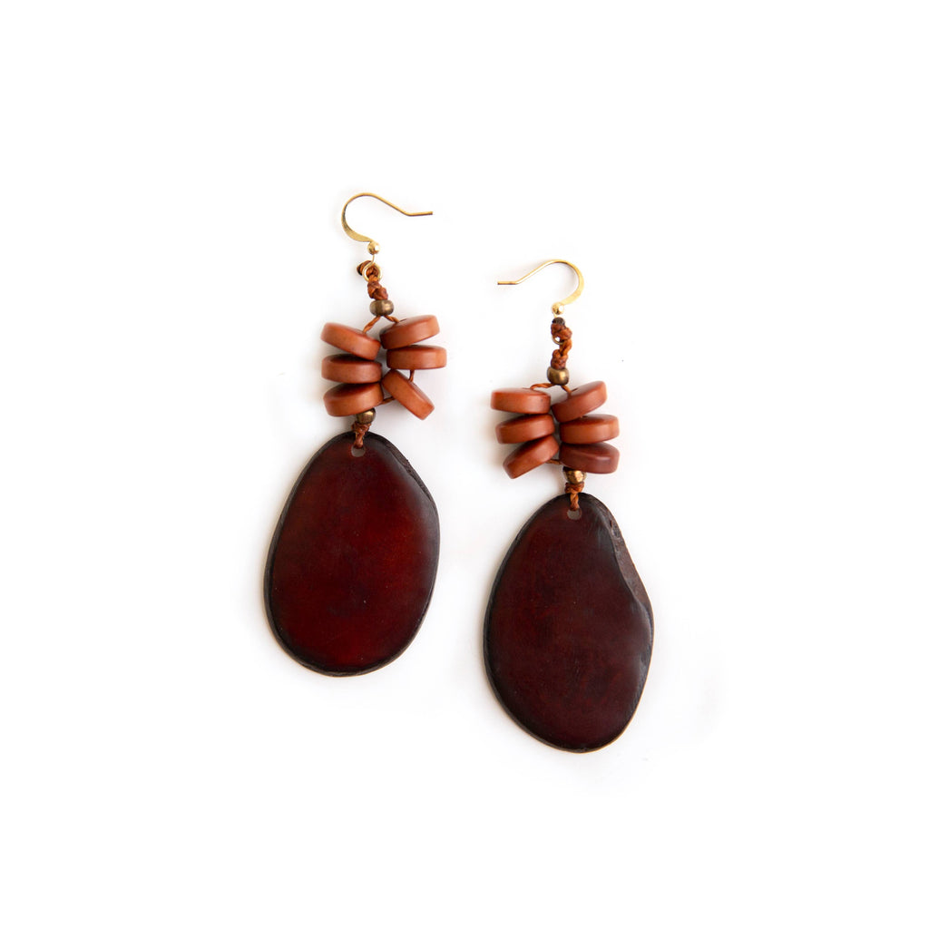 Ketty Earrings: Onyx/Ivory-Organic Tagua Jewelry-Three Birdies Boutique, Women's Fashion Boutique Located in Kearney, MO