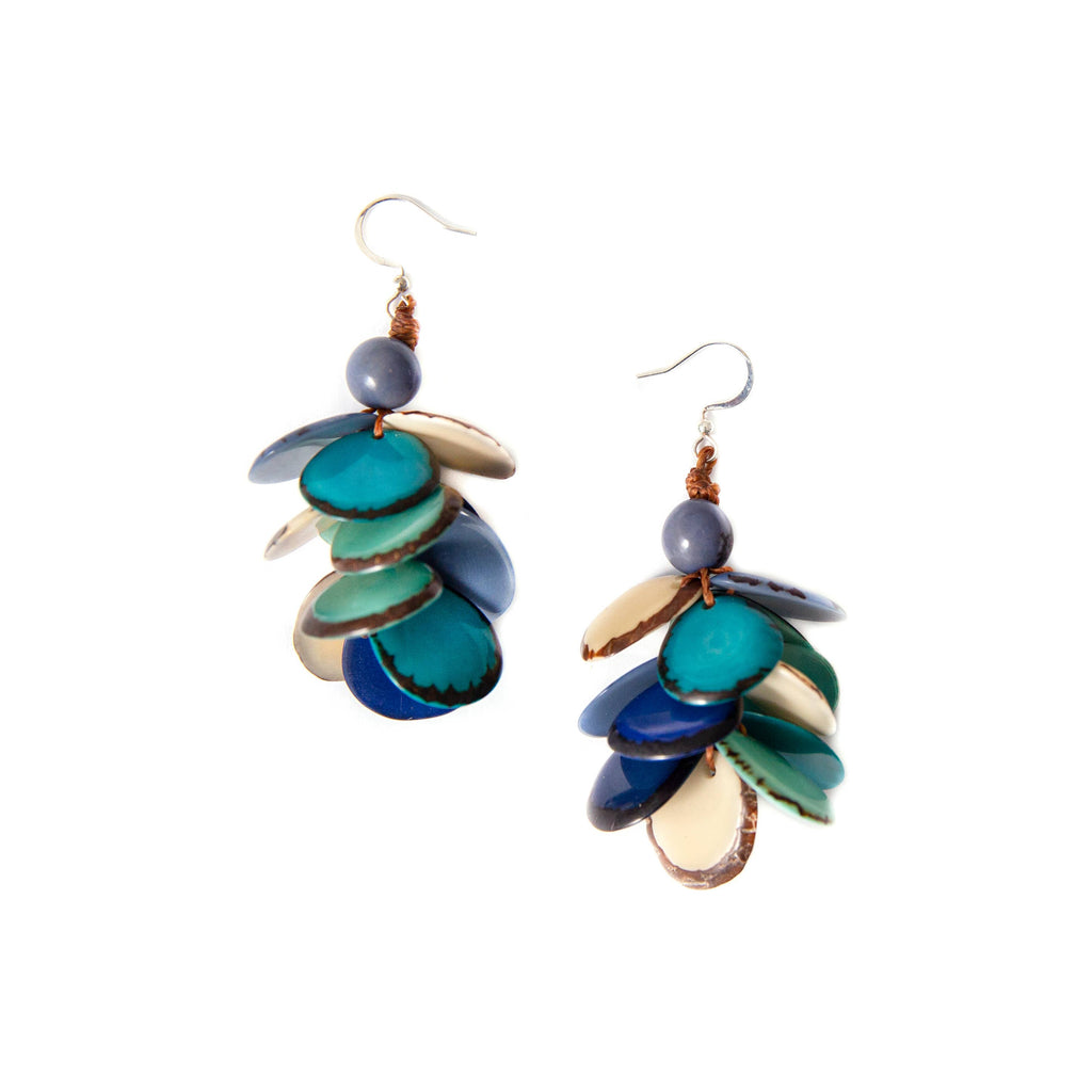 Marie Earrings: Royal Blue Combo-Organic Tagua Jewelry-Three Birdies Boutique, Women's Fashion Boutique Located in Kearney, MO