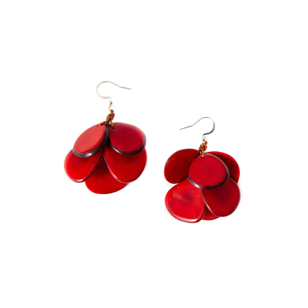 Mariposa Earrings: Red-Organic Tagua Jewelry-Three Birdies Boutique, Women's Fashion Boutique Located in Kearney, MO