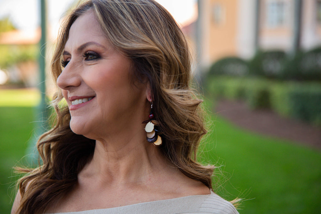 Marie Earrings: Burgundy Combo-Organic Tagua Jewelry-Three Birdies Boutique, Women's Fashion Boutique Located in Kearney, MO