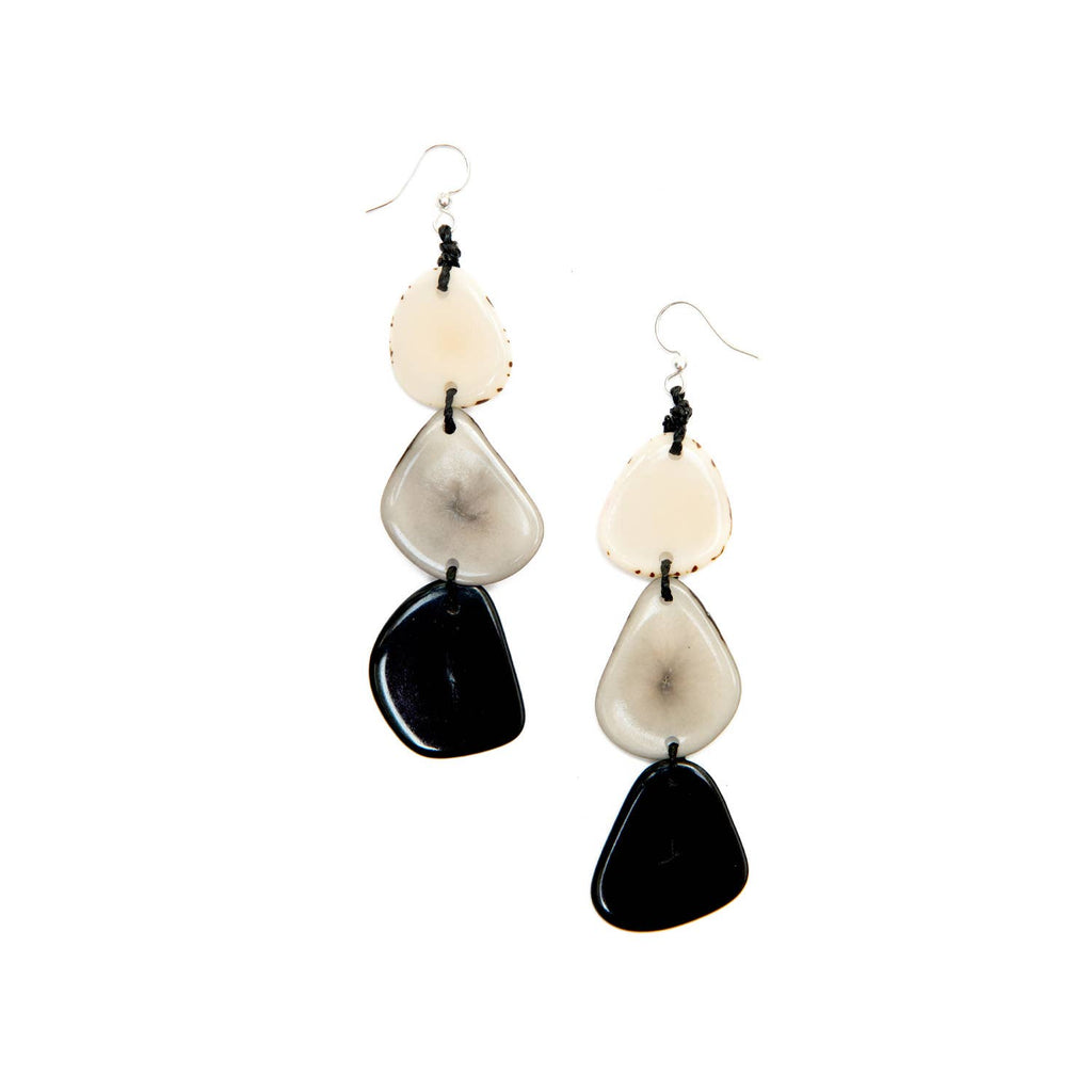 Bali Earrings: Ivory/Chestnut/Onyx Black-Organic Tagua Jewelry-Three Birdies Boutique, Women's Fashion Boutique Located in Kearney, MO