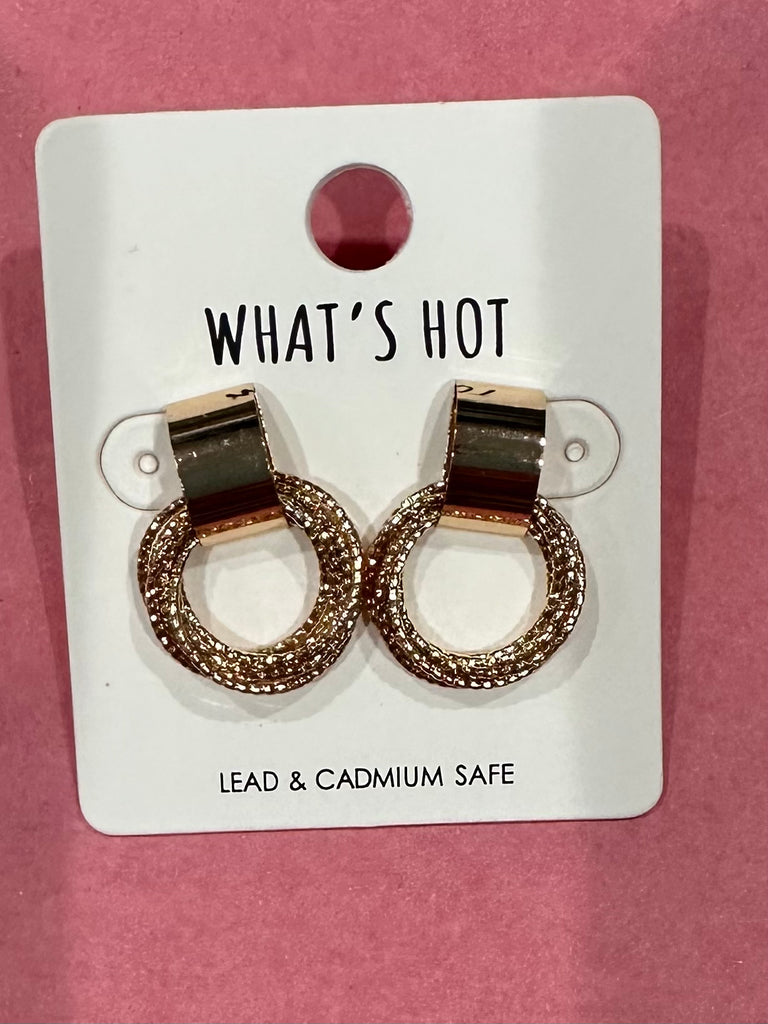 Stud with Textured Metal Knot Earrings in Gold -Accessories-What's Hot-Three Birdies Boutique, Women's Fashion Boutique Located in Kearney, MO