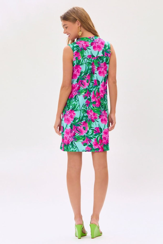 Aqua Floral Lizzy Dress-Dresses-Dear Scarlett-Three Birdies Boutique, Women's Fashion Boutique Located in Kearney, MO
